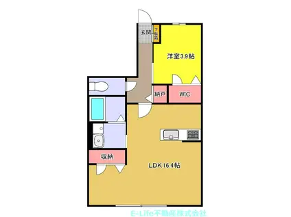 プルメリア(1LDK/1階)の間取り写真