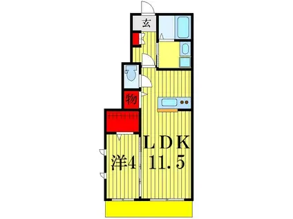 クレセントB(1LDK/1階)の間取り写真