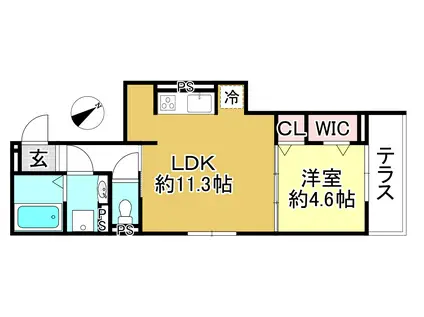 ラヴィベル本堅田(1LDK/1階)の間取り写真