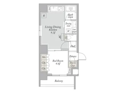 ラクラス浅草 旧ルネフラッツ浅草(1LDK/7階)の間取り写真