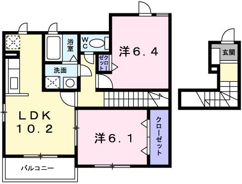 ライラック グレース(2LDK/2階)の間取り写真