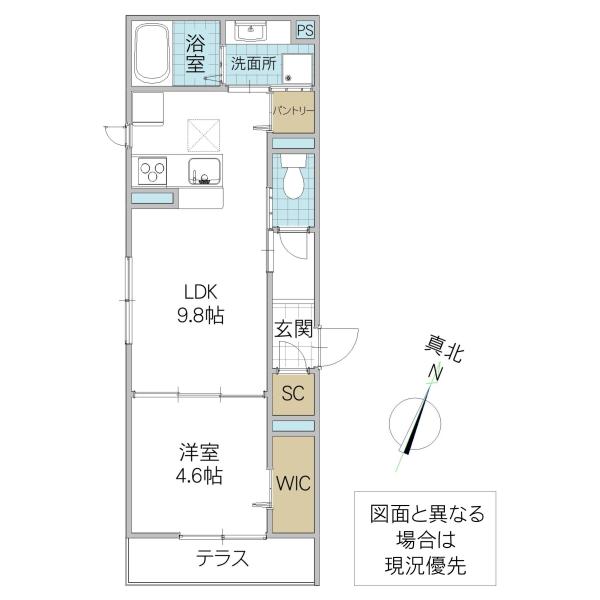 レーヴ・ウェル松代(1LDK/1階)の間取り写真
