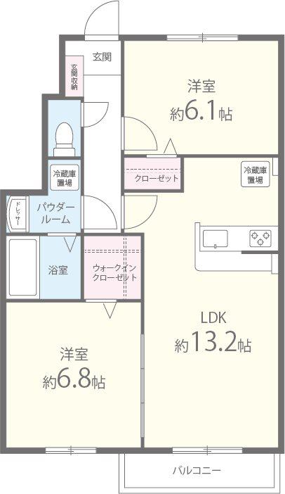 アルミック山荘(2LDK/1階)の間取り写真