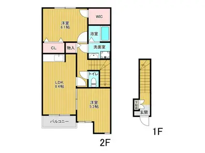 アムール魚住(2LDK/2階)の間取り写真