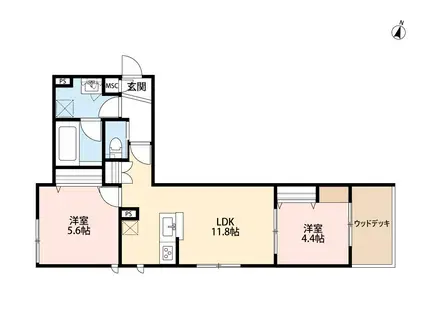 ラビアンローゼ(2LDK/1階)の間取り写真