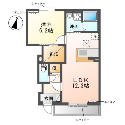 柏市船戸 アパート(1LDK/1階)の間取り写真
