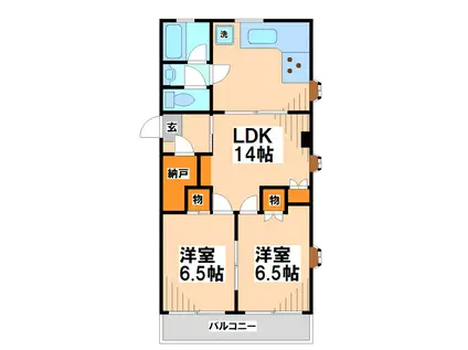 ハウゼ・イイダ(2LDK/1階)の間取り写真