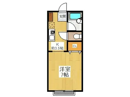 KSハイツI(1K/2階)の間取り写真