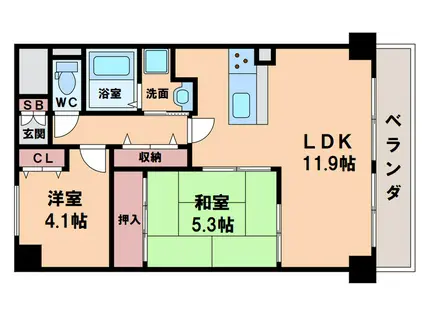セザール美章園(2LDK/2階)の間取り写真