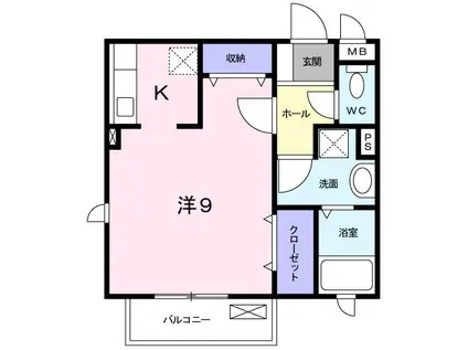 グランデピーヌス(ワンルーム/2階)の間取り写真