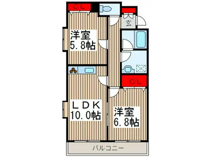 アムール弐番館(2LDK/1階)の間取り写真