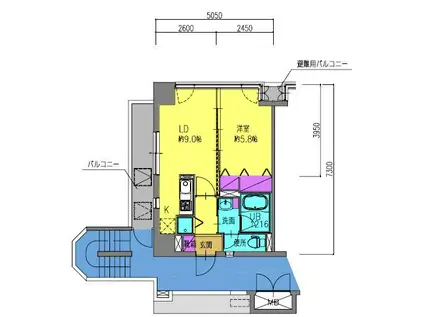 ヴェルニータワー(1LDK/10階)の間取り写真