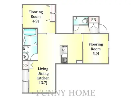 プログレス久が原(2LDK/1階)の間取り写真