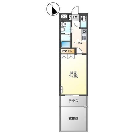 シャトレーン長府(1K/1階)の間取り写真