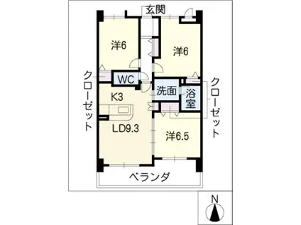 エバーウェル(3LDK/5階)の間取り写真