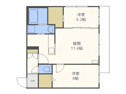 FORESTA TSUKISAMUHIGASHI(2LDK/1階)の間取り写真