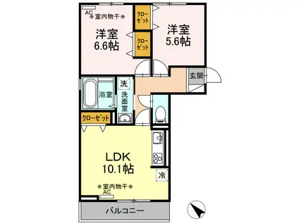 グラテナート(2LDK/3階)の間取り写真