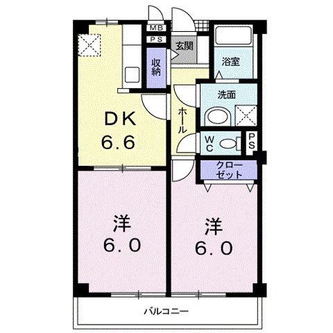 リヴィエールA(2DK/2階)の間取り写真