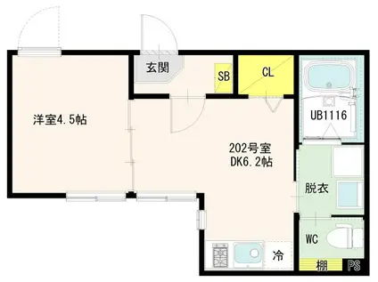 梅田六丁目8 DESIGNERS DIIRA(1DK/2階)の間取り写真