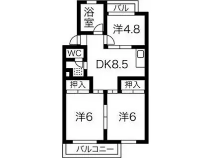 杉本ビル(3DK/1階)の間取り写真