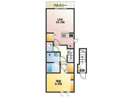 CASA DOMANI I(1LDK/2階)の間取り写真