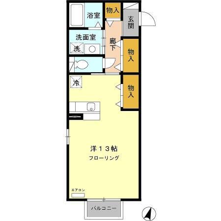イーグルスKTV(ワンルーム/2階)の間取り写真