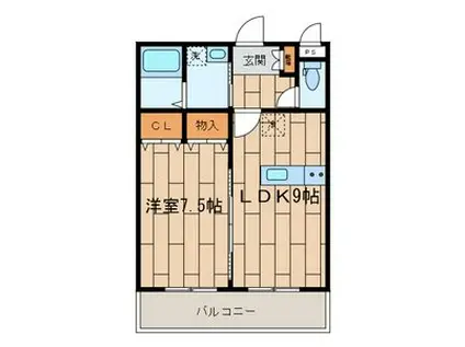 エルミタージュ(1LDK/2階)の間取り写真