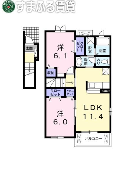 ライグッドIV(2LDK/2階)の間取り写真