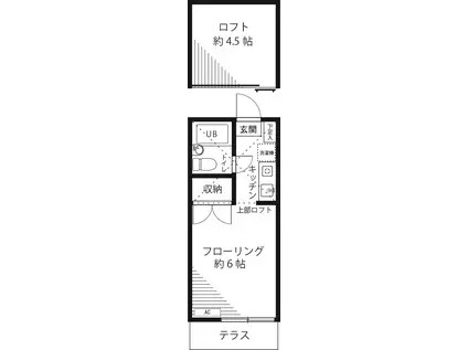 フローラルハイツ(1K/1階)の間取り写真