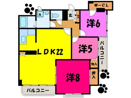 メゾン筑波嶺(3LDK/5階)の間取り写真