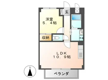 シャンドールカモノII(1LDK/1階)の間取り写真