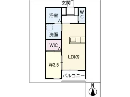 ロアソレイユN棟(1LDK/1階)の間取り写真