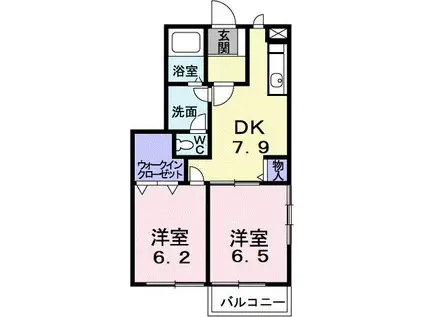 レジデンスアクティブI(2DK/1階)の間取り写真