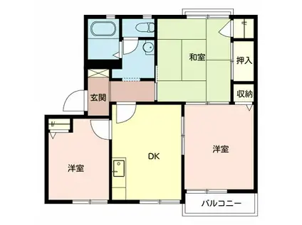 KHK津久野ハイツB棟(3DK/2階)の間取り写真