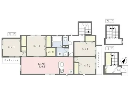 マルセル・プルースト(4LDK/3階)の間取り写真