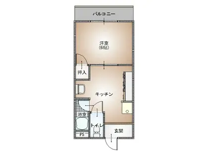 パンデュール弁財天(1DK/4階)の間取り写真