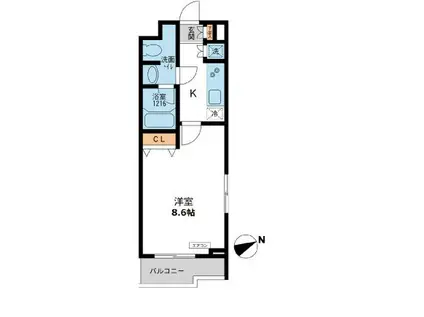 パシフィックコート目黒南(1K/1階)の間取り写真