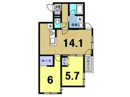 RISHAS(2LDK/2階)の間取り写真