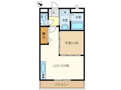 ピュアガーデン美穂(1LDK/3階)の間取り写真