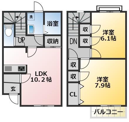 ヴィラKーII(2LDK/1階)の間取り写真