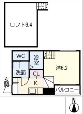 グリーンリーフ名城清水(1K/1階)の間取り写真