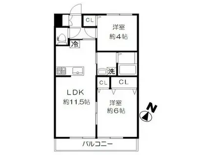 アコール5(2LDK/2階)の間取り写真