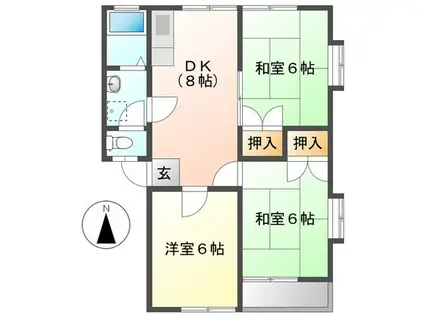 コーポ金子B棟(3DK/2階)の間取り写真