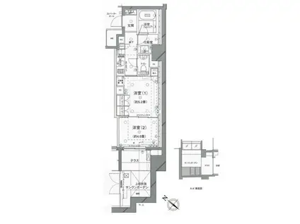 ピアース乃木坂(2K/1階)の間取り写真