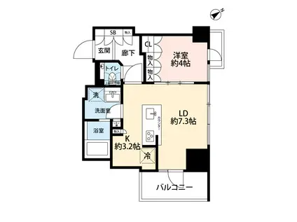 シャリエ御茶ノ水(1LDK/9階)の間取り写真