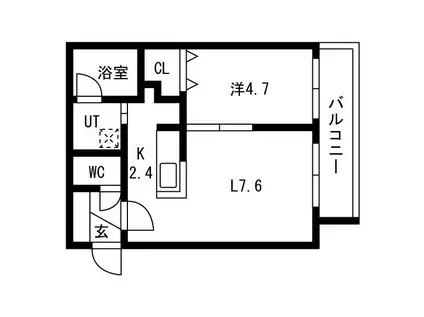 MODE・手稲本町(1LDK/2階)の間取り写真
