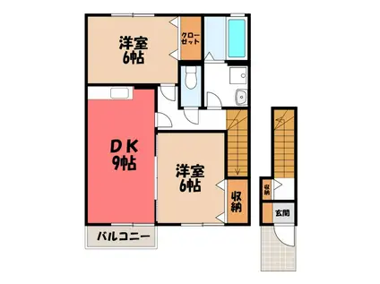 ルミエールA&KII(2DK/2階)の間取り写真