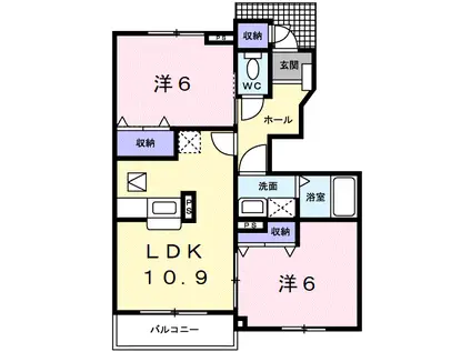 ヴェネット小松原V(2LDK/1階)の間取り写真