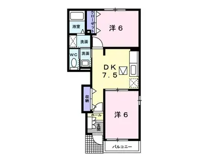 フローラル・レイナ(2DK/1階)の間取り写真