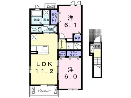 ゼファーA(2LDK/2階)の間取り写真